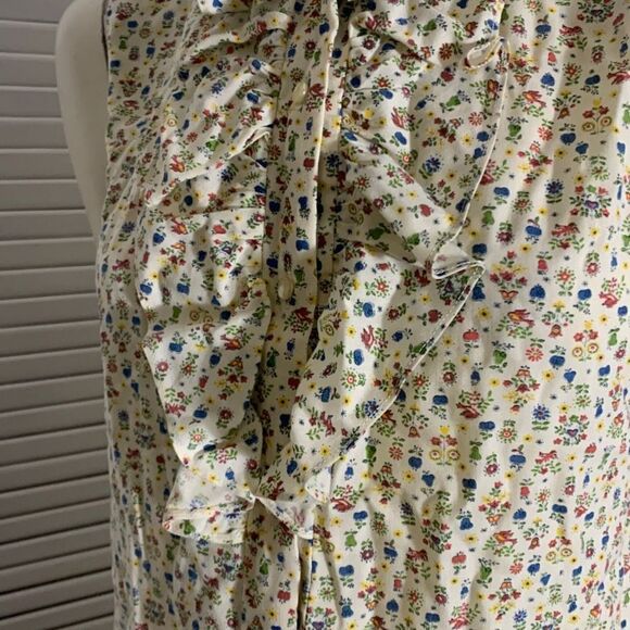 Vintage 1940’s Ruffle Button Down Sleeveless Blouse - Picture 7 of 16